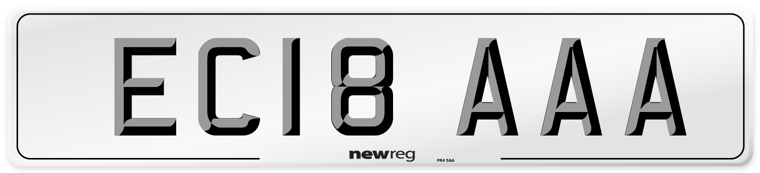 EC18 AAA Number Plate from New Reg